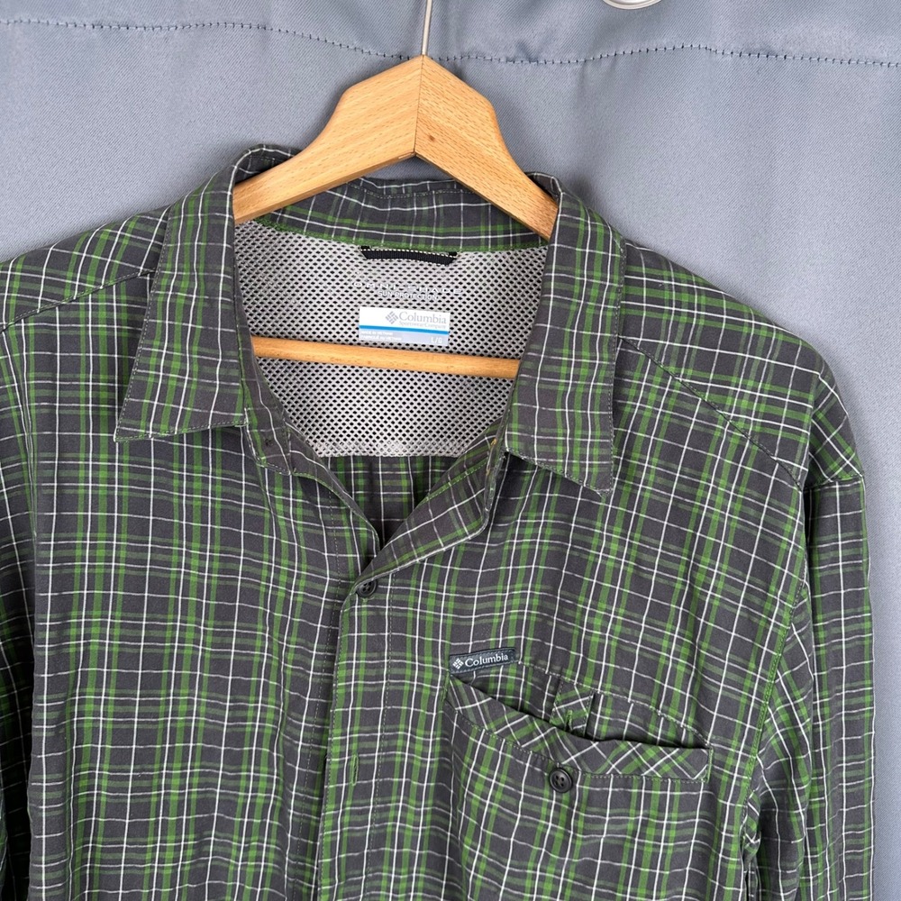 Columbia Mens Large Green Plaid Long Sleeve Button Down Hiking Shirt Omni-Shade - Picture 4 of 7